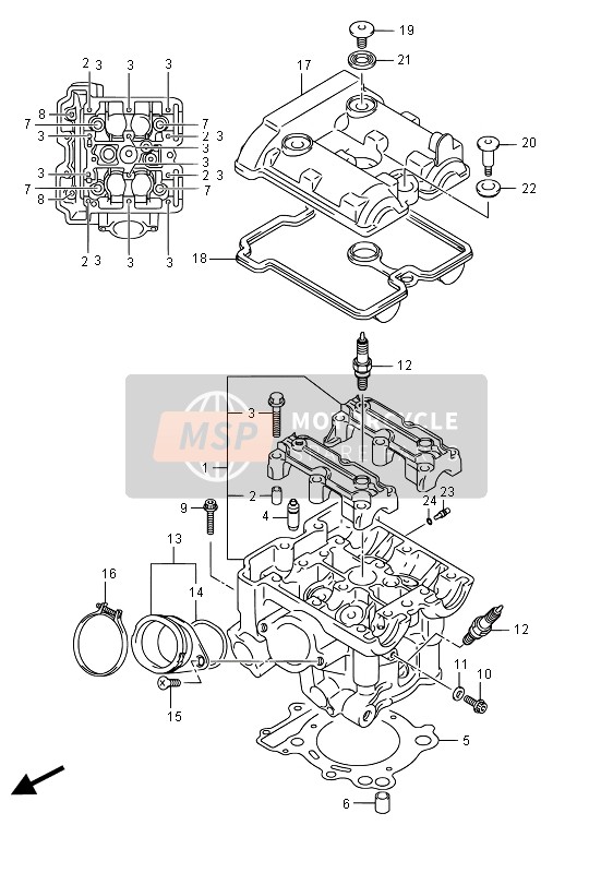 Suzuki DL650A(XT) V-STROM 2016 Cabeza de cilindro (Posterior) para un 2016 Suzuki DL650A(XT) V-STROM