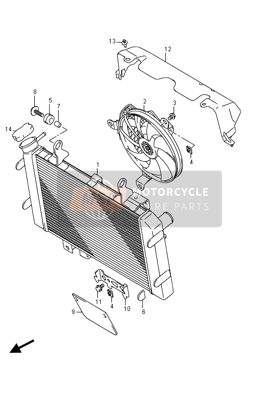 Suzuki DL650A(XT) V-STROM 2016 KÜHLER (DL650XAUE) für ein 2016 Suzuki DL650A(XT) V-STROM