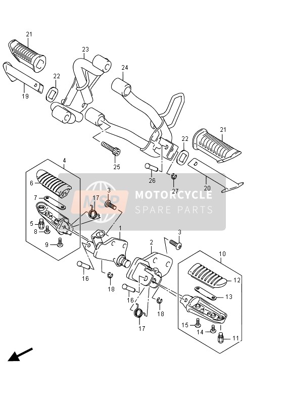 Suzuki DL650A(XT) V-STROM 2016 Voetsteun voor een 2016 Suzuki DL650A(XT) V-STROM