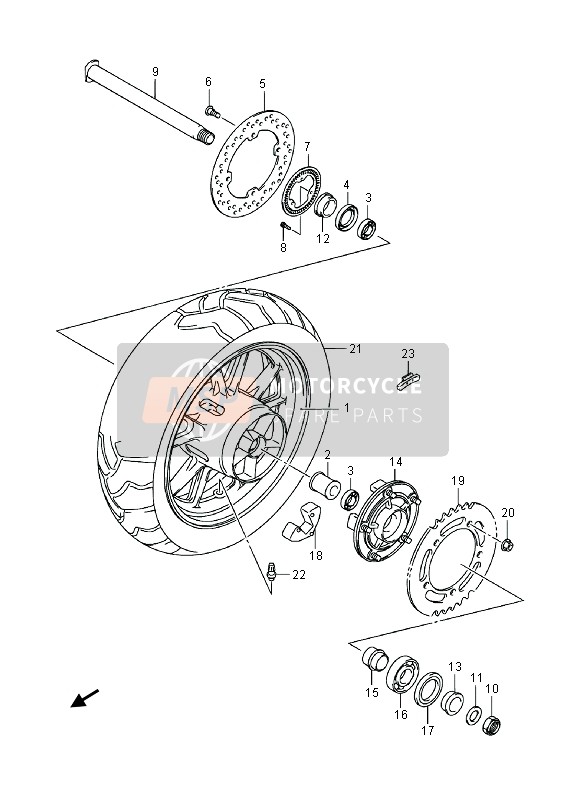 Suzuki DL1000A V-STROM 2014 Ruota posteriore per un 2014 Suzuki DL1000A V-STROM