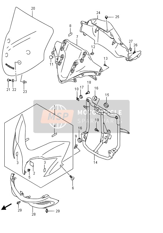 Suzuki DL650A(XT) V-STROM 2016 Cowling Body (DL650A) for a 2016 Suzuki DL650A(XT) V-STROM