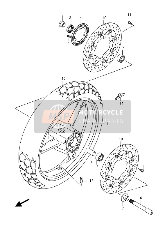 Suzuki DL650A(XT) V-STROM 2016 Front Wheel (DL650A) for a 2016 Suzuki DL650A(XT) V-STROM