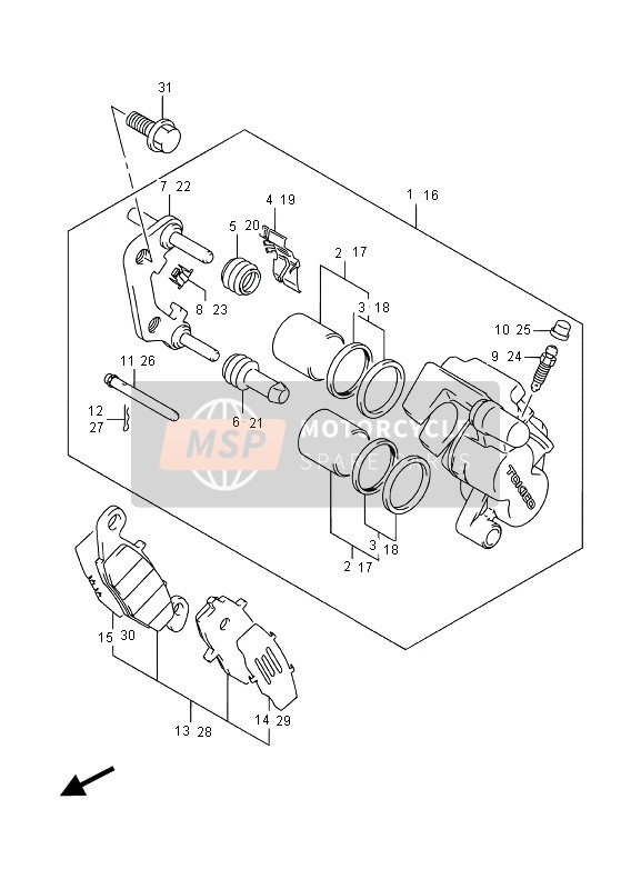 Suzuki DL650A(XT) V-STROM 2016 Pinza delantera para un 2016 Suzuki DL650A(XT) V-STROM