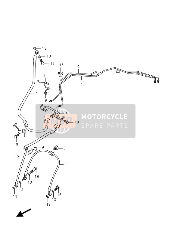 Suzuki DL650A(XT) V-STROM 2016 Front Brake Hose for a 2016 Suzuki DL650A(XT) V-STROM