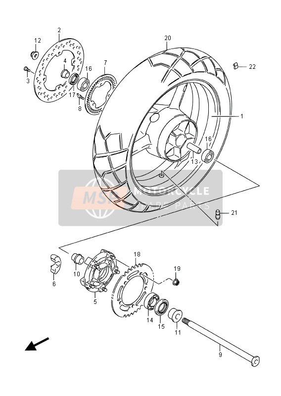 Suzuki DL650A(XT) V-STROM 2016 Ruota posteriore (DL650A) per un 2016 Suzuki DL650A(XT) V-STROM