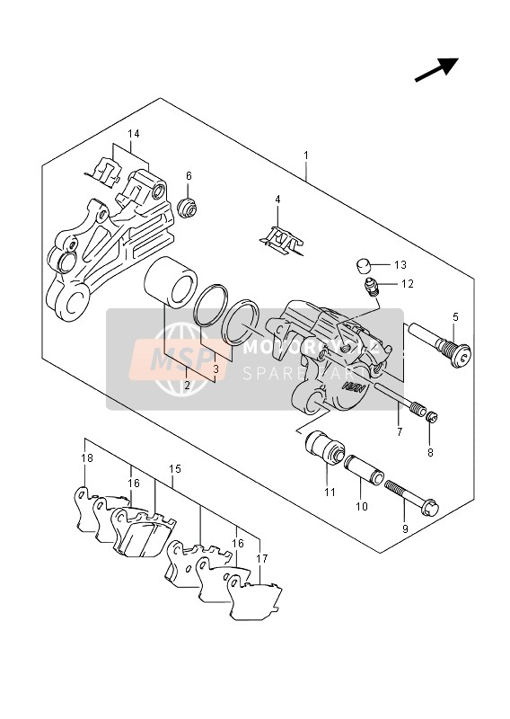 Suzuki DL650A(XT) V-STROM 2016 BREMSSATTEL HINTEN für ein 2016 Suzuki DL650A(XT) V-STROM