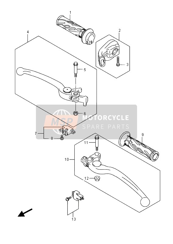 Suzuki DL1000A V-STROM 2016 Palanca de la manija para un 2016 Suzuki DL1000A V-STROM