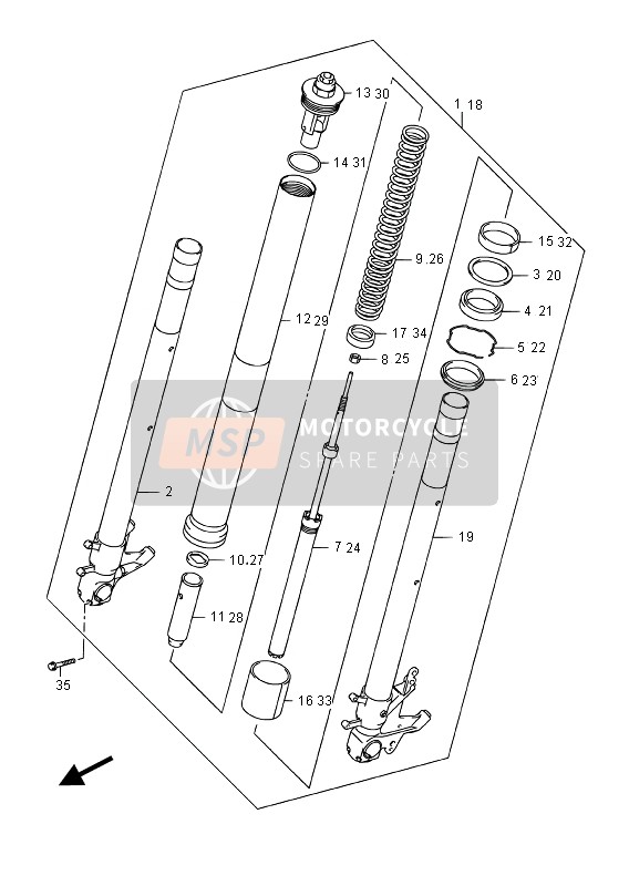 Suzuki DL1000A V-STROM 2016 Front Fork Damper for a 2016 Suzuki DL1000A V-STROM