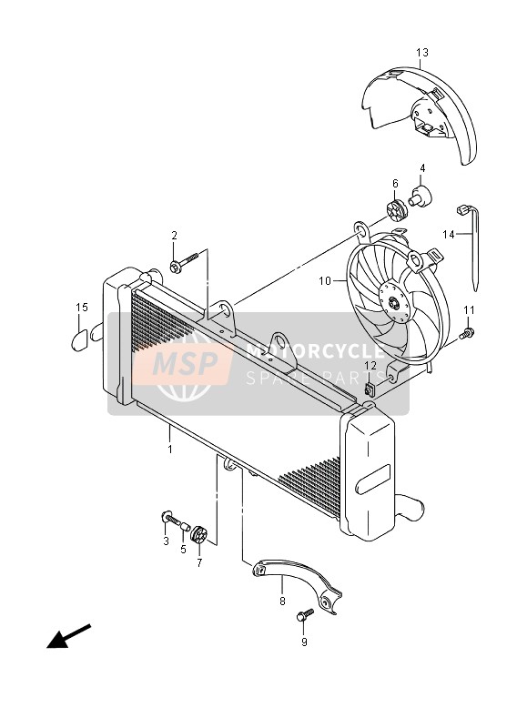 Suzuki GSF1250SA BANDIT 2016 Radiator voor een 2016 Suzuki GSF1250SA BANDIT