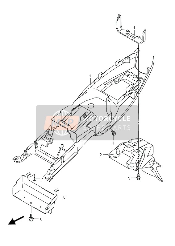 Suzuki GSF650(S)(A)(SA) BANDIT 2012 Garde-boue arrière (GSF650SA) pour un 2012 Suzuki GSF650(S)(A)(SA) BANDIT