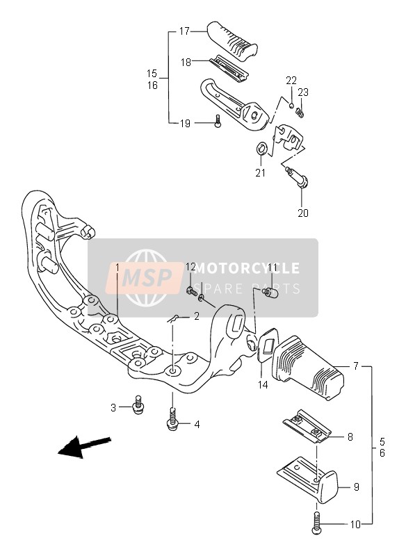 Suzuki VS800 INTRUDER 1996 Repose Pieds pour un 1996 Suzuki VS800 INTRUDER