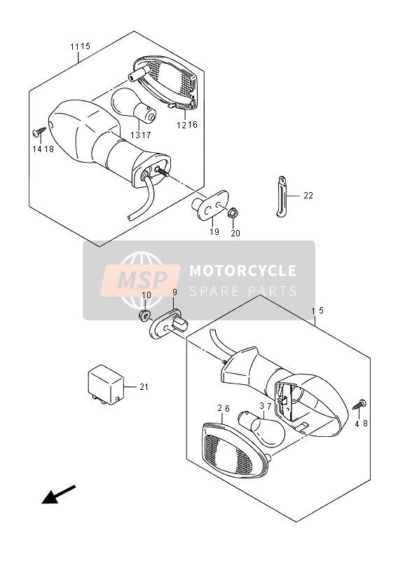 Suzuki GSX1250FA 2016 Richtingaanwijzer lamp voor een 2016 Suzuki GSX1250FA