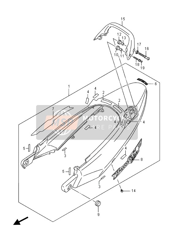 Suzuki GSX1250FA 2016 Couverture de queue de siège pour un 2016 Suzuki GSX1250FA