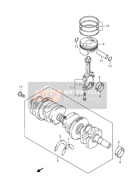 Suzuki GSF1250SA BANDIT 2014 Crankshaft for a 2014 Suzuki GSF1250SA BANDIT