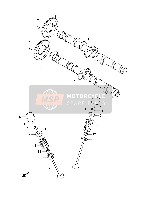 Suzuki GSF1250SA BANDIT 2014 Nokkenas & Klep voor een 2014 Suzuki GSF1250SA BANDIT