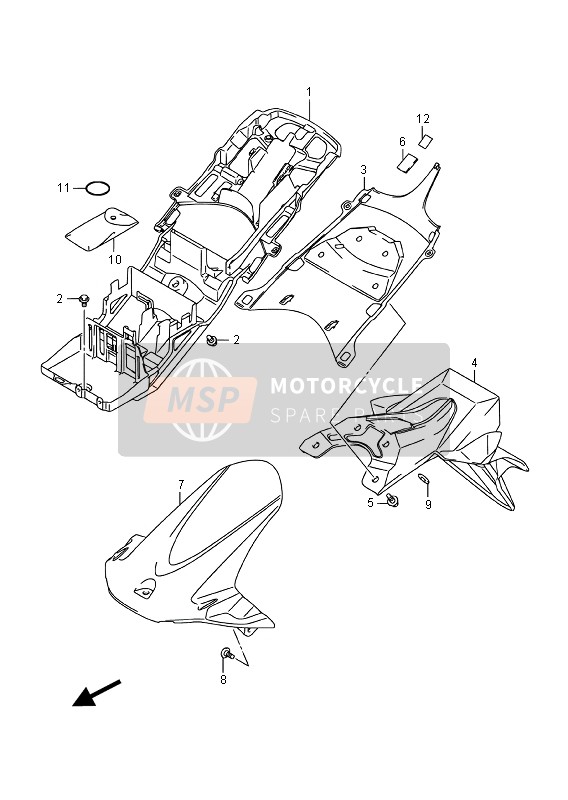 Suzuki GSX-R600 2016 HINTERER KOTFLÜGEL für ein 2016 Suzuki GSX-R600