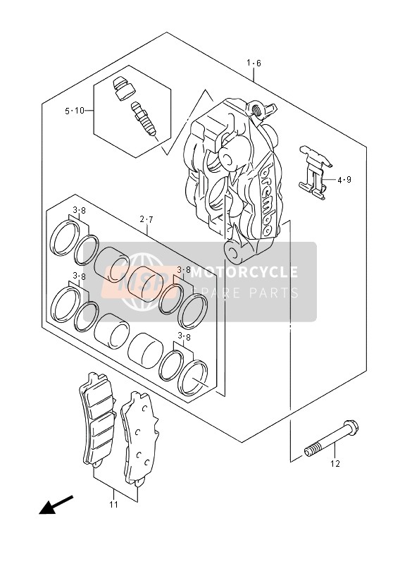 Suzuki GSX-R600 2016 BREMSSATTEL VORNE für ein 2016 Suzuki GSX-R600