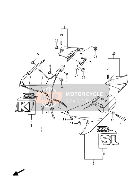 Suzuki GSX-R750 2016 Side Cowling (YSF) for a 2016 Suzuki GSX-R750