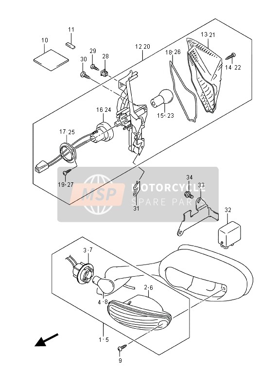 Suzuki GSX-R1000A 2016 Indicatore di direzione lampada per un 2016 Suzuki GSX-R1000A