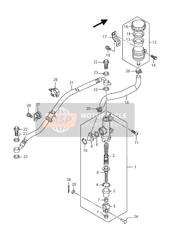 Suzuki GSX-R1000A 2016 Rear Master Cylinder (GSX-R1000UF) for a 2016 Suzuki GSX-R1000A