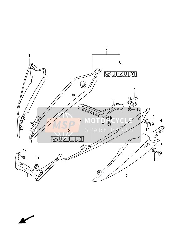 9447104K00YKV, Cowling,Under Rh(Black), Suzuki, 0