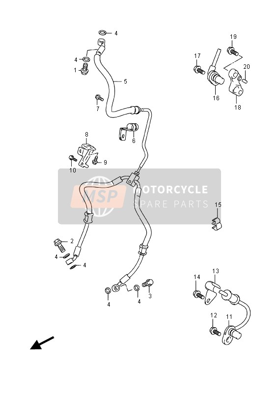 Suzuki GSX-S1000(A) 2016 Flexible de frein avant (GSX-S1000UF) pour un 2016 Suzuki GSX-S1000(A)