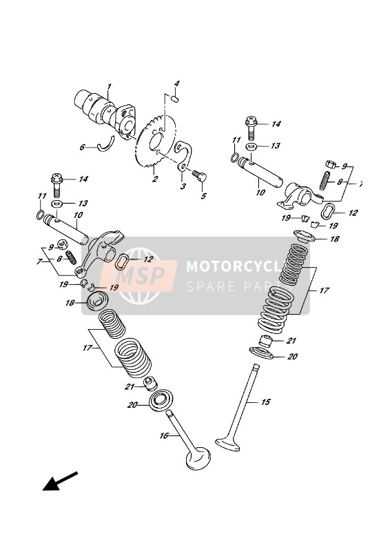 Suzuki RV125 2016 Nokkenas & Klep voor een 2016 Suzuki RV125