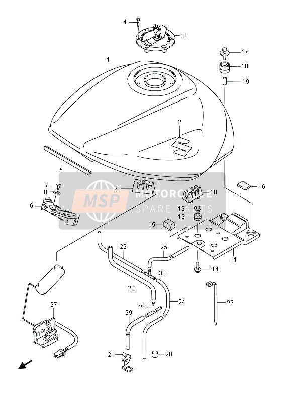 Suzuki GSF1250SA BANDIT 2014 Fuel Tank for a 2014 Suzuki GSF1250SA BANDIT