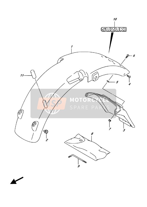 Suzuki RV125 2016 Achterspatbord voor een 2016 Suzuki RV125