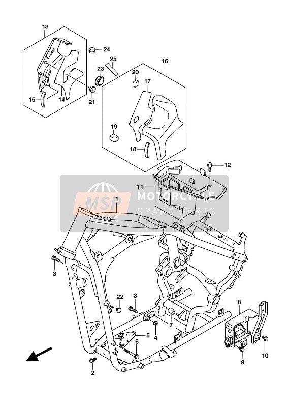 Suzuki VL800 INTRUDER 2016 Frame (VL800UE E19) voor een 2016 Suzuki VL800 INTRUDER