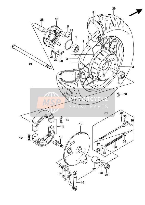 Suzuki VL800 INTRUDER 2016 Roue arrière (VL800 E19) pour un 2016 Suzuki VL800 INTRUDER