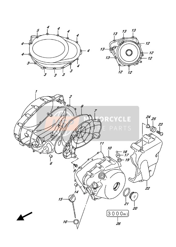 Suzuki VL1500T INTRUDER 2016 Crankcase Cover for a 2016 Suzuki VL1500T INTRUDER