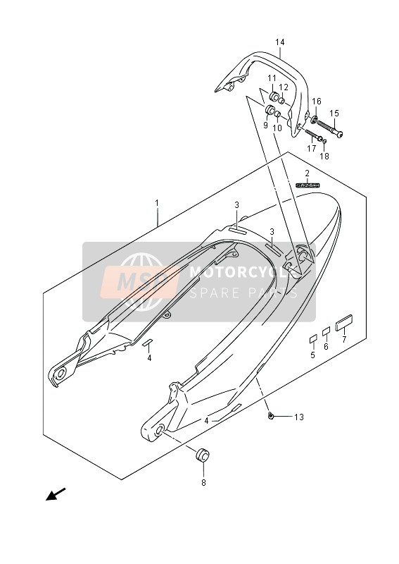 4621132F10YWC, Haltegriff.Sozius, Suzuki, 0