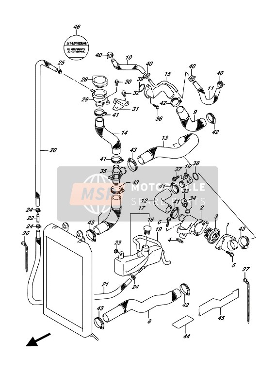 Suzuki VL1500T INTRUDER 2016 Tuyau de radiateur pour un 2016 Suzuki VL1500T INTRUDER