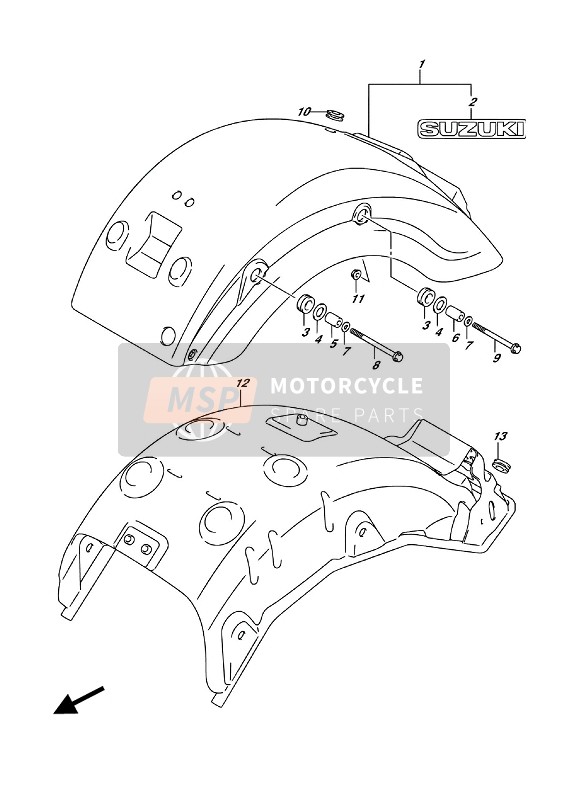 Suzuki VL1500T INTRUDER 2016 HINTERER KOTFLÜGEL für ein 2016 Suzuki VL1500T INTRUDER