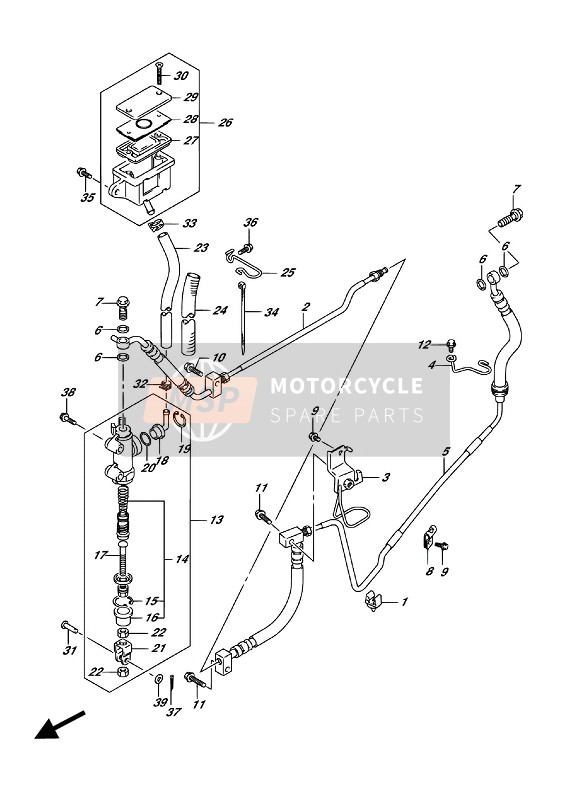 Suzuki VL1500T INTRUDER 2016 Maître-cylindre arrière pour un 2016 Suzuki VL1500T INTRUDER