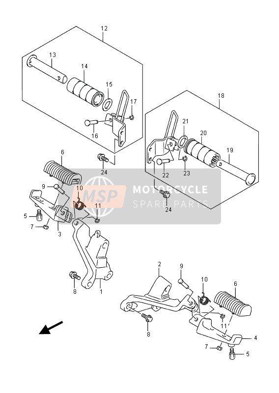 Suzuki VZ800 INTRUDER 2016 Footrest for a 2016 Suzuki VZ800 INTRUDER