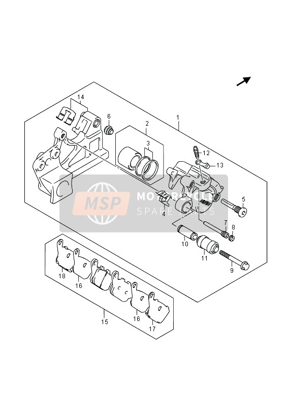 Suzuki GSF1250SA BANDIT 2014 Rear Caliper for a 2014 Suzuki GSF1250SA BANDIT