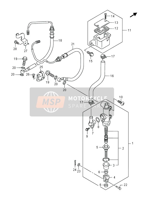 Suzuki GSF1250SA BANDIT 2014 Cilindro maestro trasero para un 2014 Suzuki GSF1250SA BANDIT