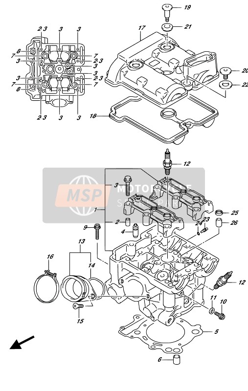 Suzuki DL650A(XA) V-STROM 2017 Cylinder Head (Rear) for a 2017 Suzuki DL650A(XA) V-STROM