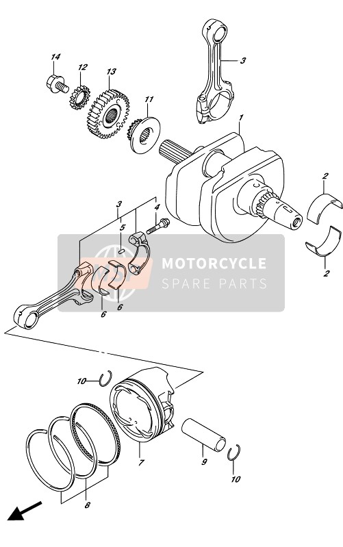 Suzuki DL650A(XA) V-STROM 2017 Cigüeñal para un 2017 Suzuki DL650A(XA) V-STROM