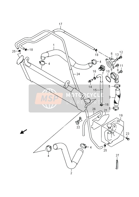 Suzuki GSR750(A) 2014 Tuyau de radiateur pour un 2014 Suzuki GSR750(A)