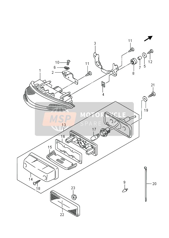 Suzuki GSR750(A) 2014 Lámpara de combinación trasera para un 2014 Suzuki GSR750(A)