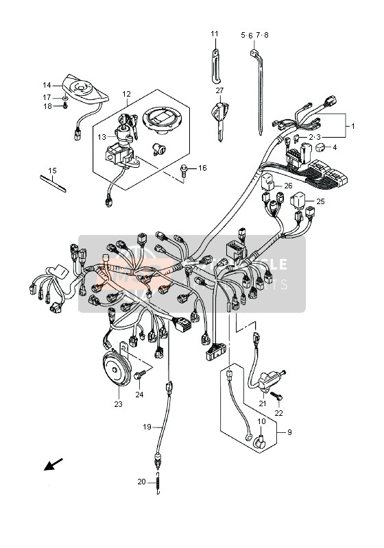 Suzuki GSR750(A) 2014 Wiring Harness (GSR750AUE) for a 2014 Suzuki GSR750(A)