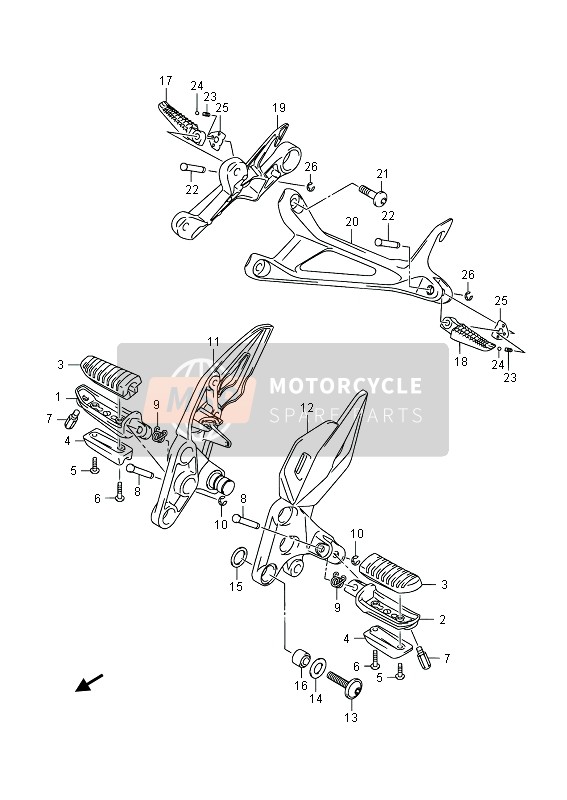 Suzuki GSR750(A) 2014 Repose Pieds pour un 2014 Suzuki GSR750(A)