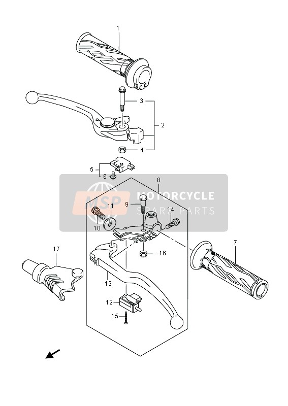 Suzuki GSR750(A) 2014 Palanca de la manija para un 2014 Suzuki GSR750(A)