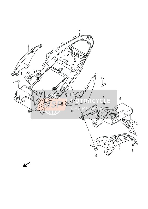 Suzuki GSR750(A) 2014 Achterspatbord voor een 2014 Suzuki GSR750(A)