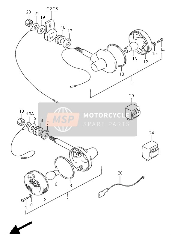 Suzuki GN250(E) 1996 Indicatore di direzione lampada (E2-E4-E22-E24-E34-E71) per un 1996 Suzuki GN250(E)