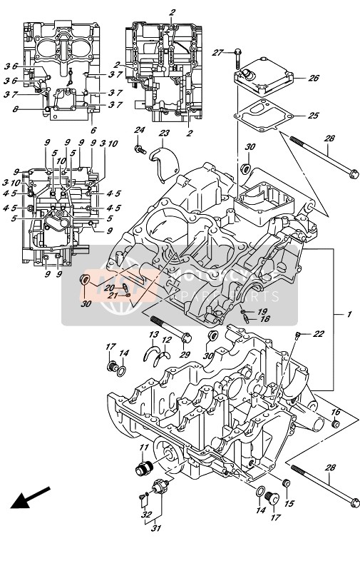 Suzuki GW250(Z) INAZUMA 2017 Crankcase for a 2017 Suzuki GW250(Z) INAZUMA