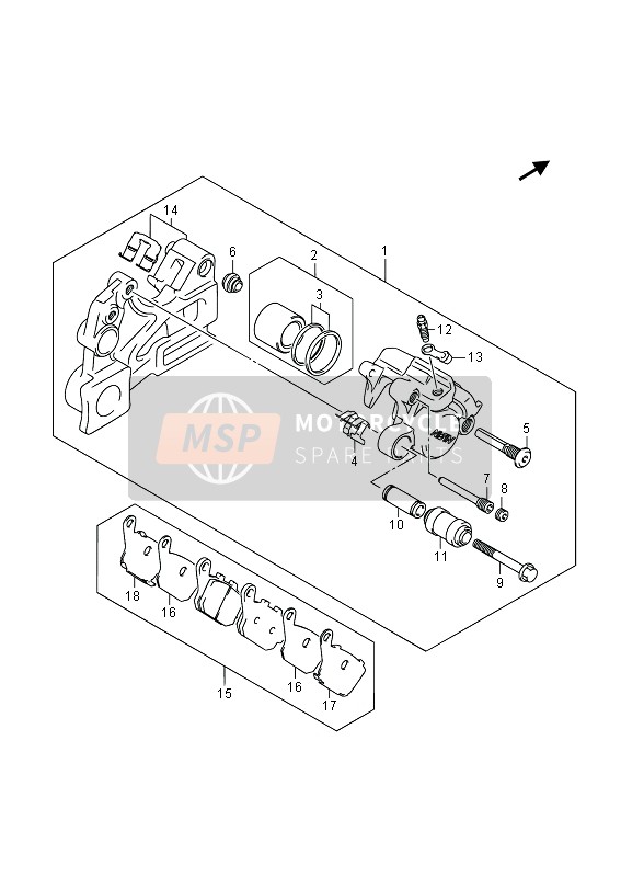 Suzuki GSR750(A) 2014 BREMSSATTEL HINTEN (GSR750AUE) für ein 2014 Suzuki GSR750(A)